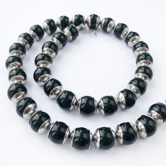 Deep green chunky necklace, statement casual necklace - Picture 15 of 15